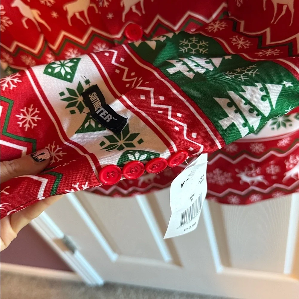 Suitmeister slim fit Nordic Christmas red green blazer tree reindeer holiday